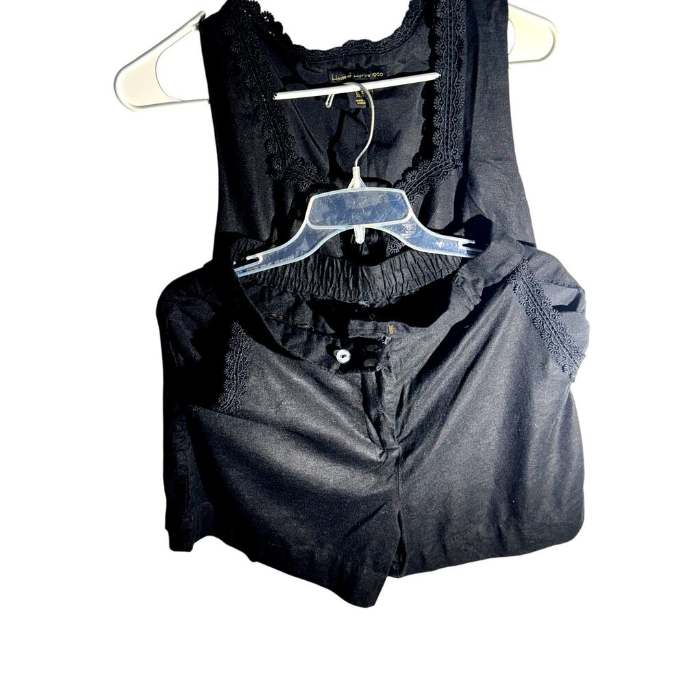 House of Harlow 1960 Black 2 Piece Set Lace Trim Vest & Shorts Women's Medium M